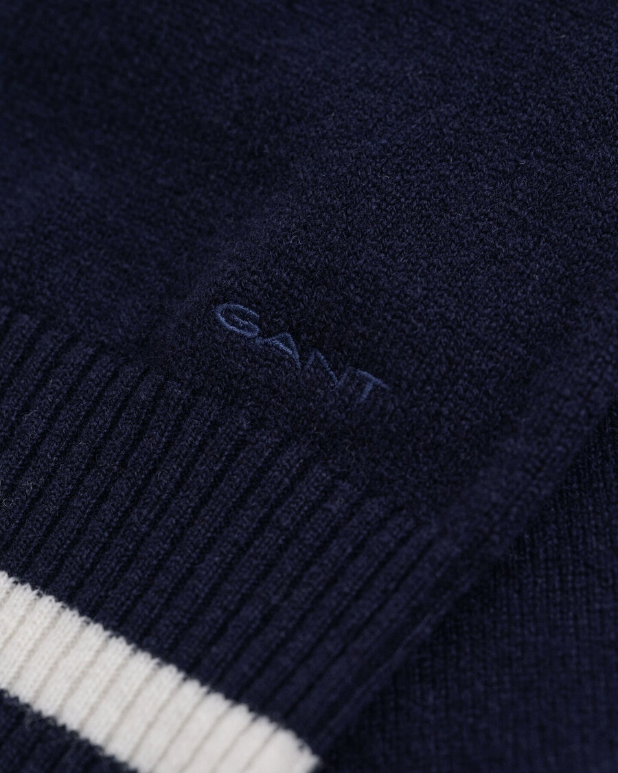 superfine lambswool contrast vneck sweater - evening blue