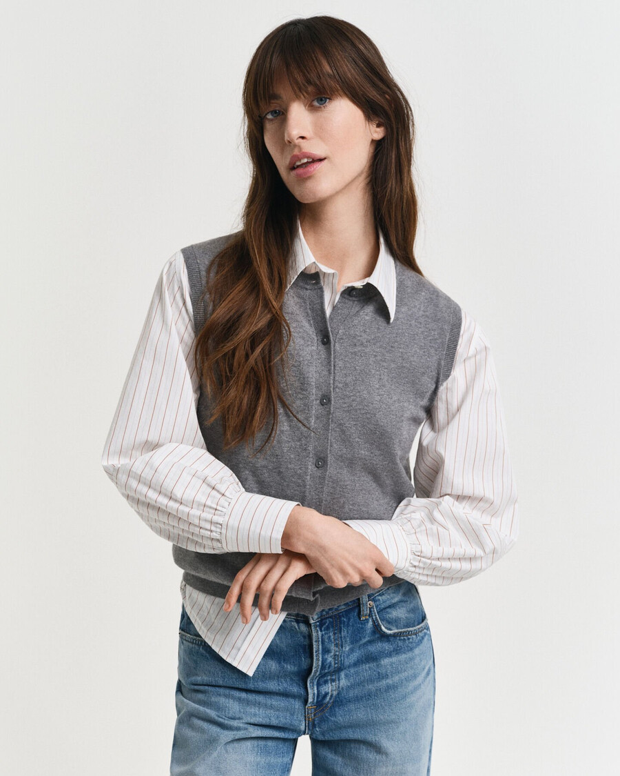lightweight short sleeve knitted vest - charcoal melange
