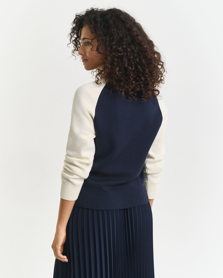 color blocked crew neck sweater - evening blue