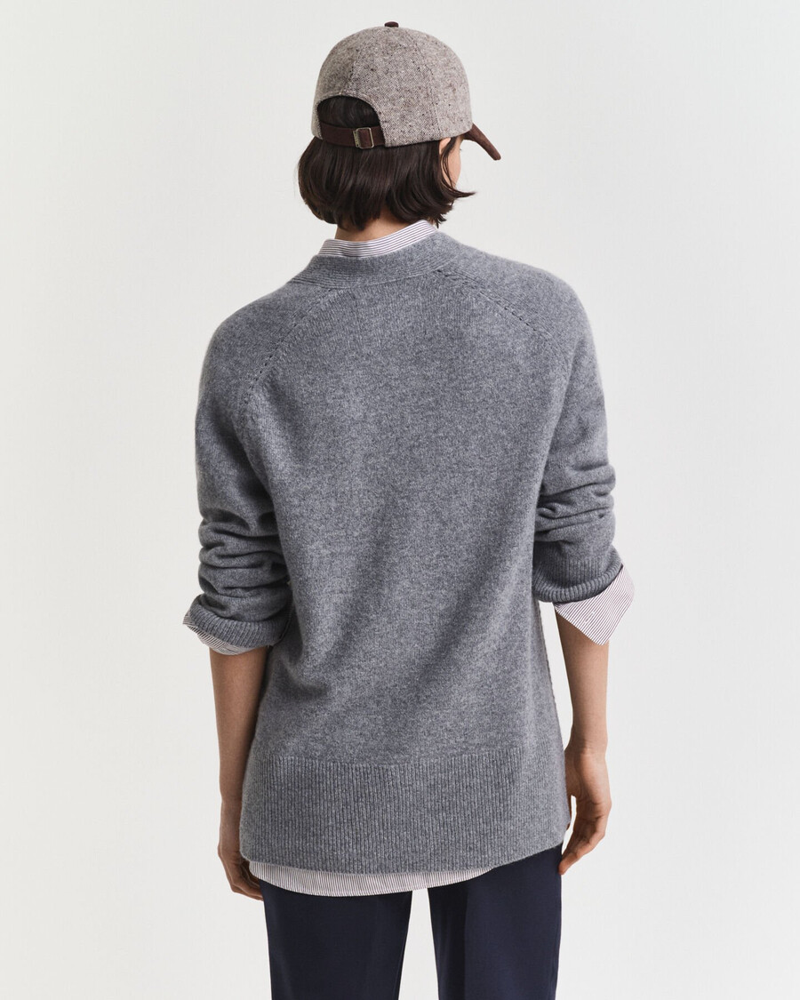 wool cashmere blend cardigan - charcoal melange