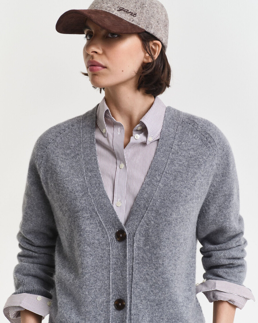 wool cashmere blend cardigan - charcoal melange