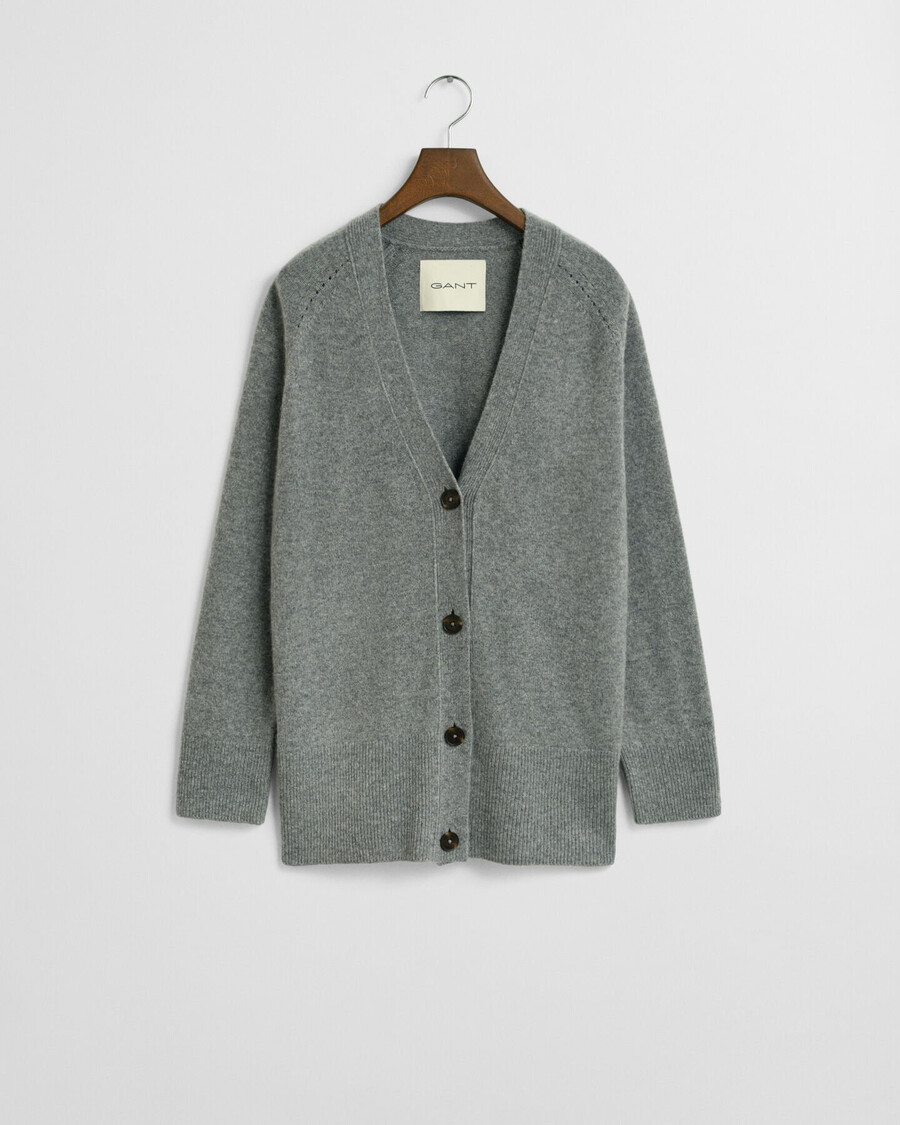 wool cashmere blend cardigan - charcoal melange