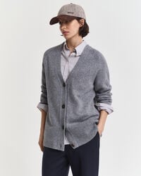 wool cashmere blend cardigan - charcoal melange