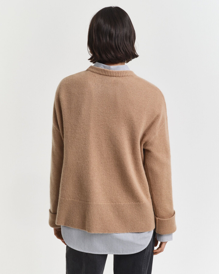 cashmere crew neck sweater - warm khaki