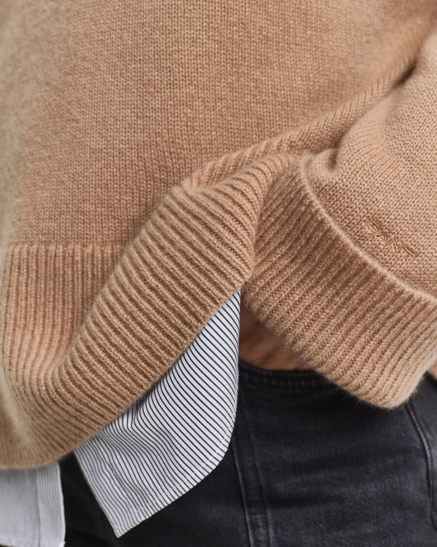 cashmere crew neck sweater - warm khaki