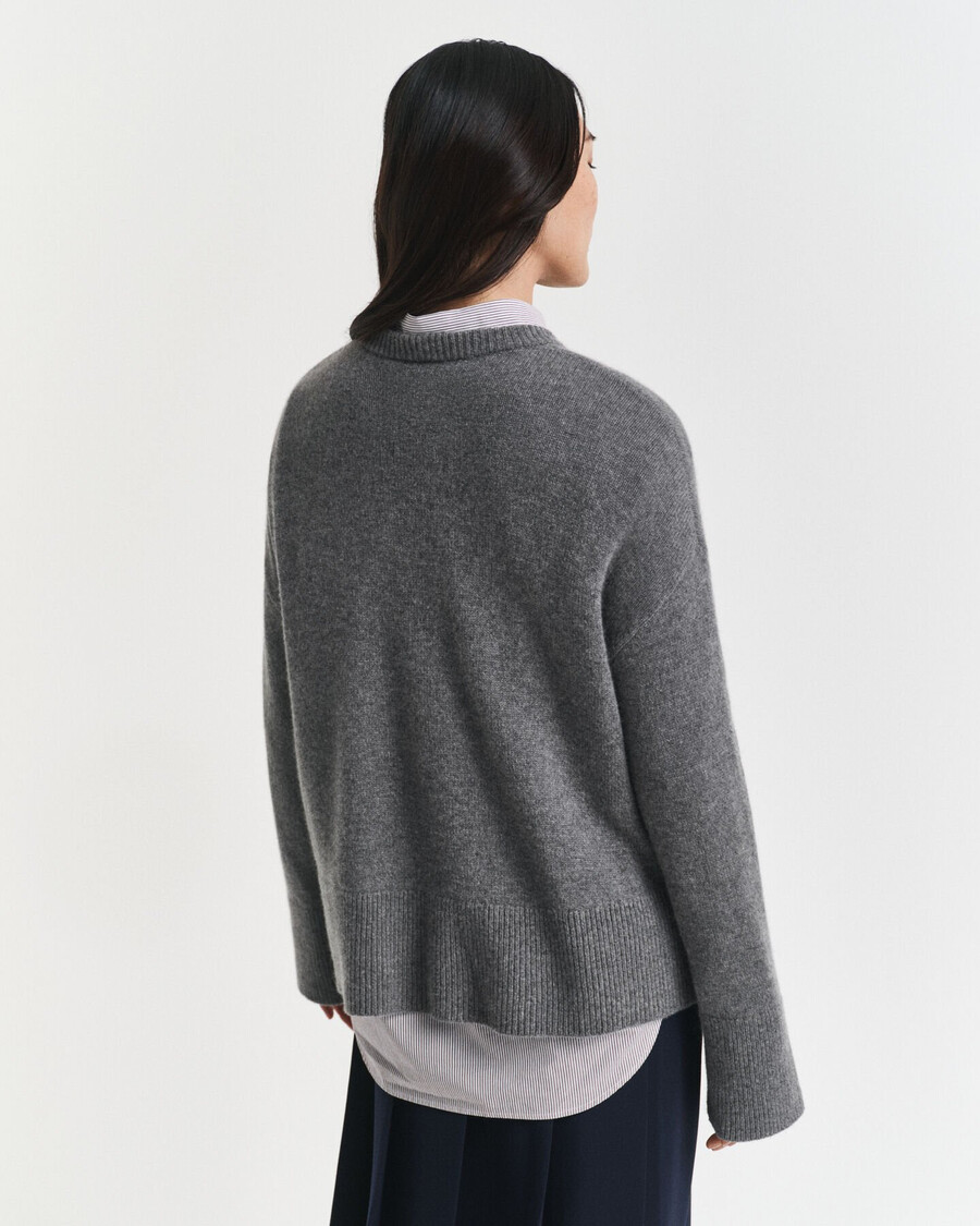 cashmere crew neck sweater - charcoal melange