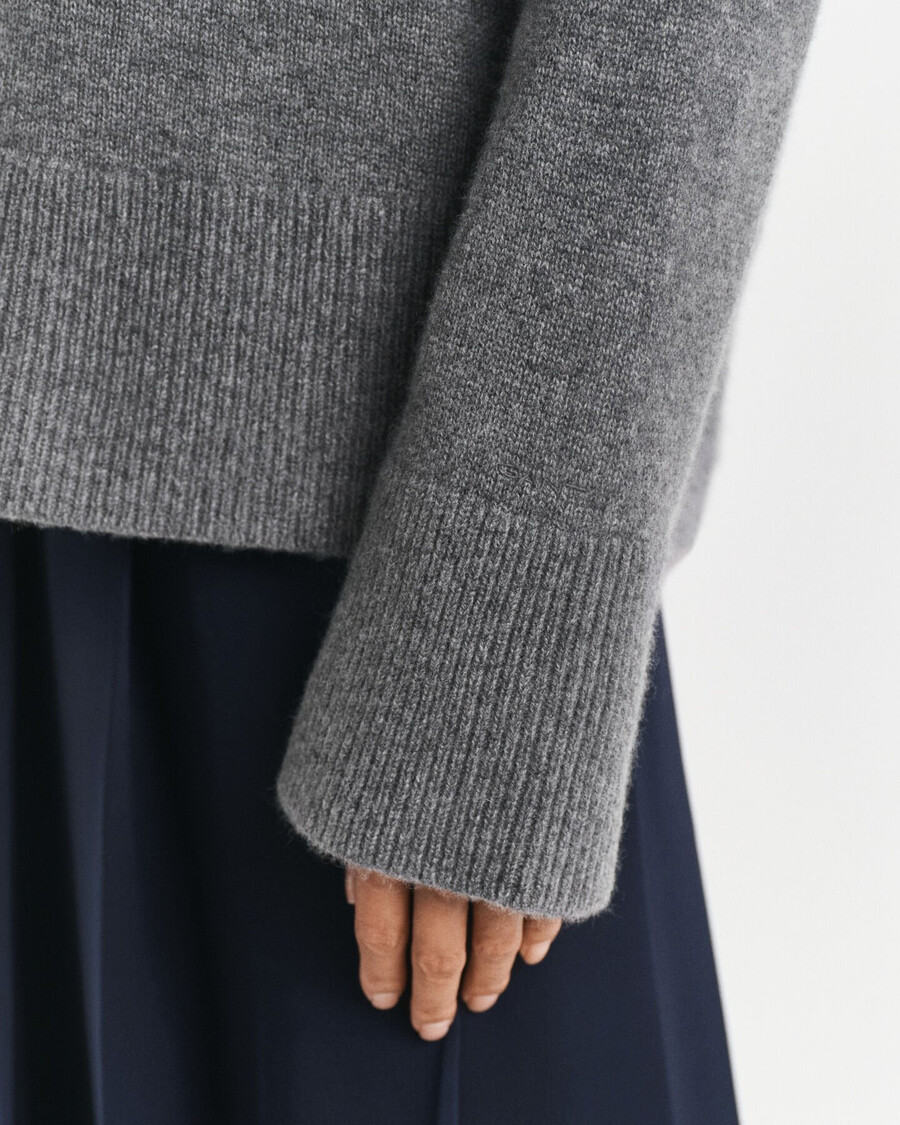 cashmere crew neck sweater - charcoal melange