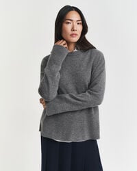 cashmere crew neck sweater - charcoal melange