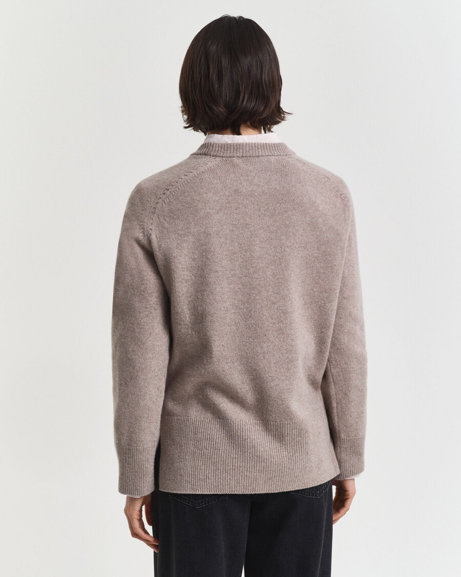 soft wool cashmere blend crew neck sweater - taupe beige