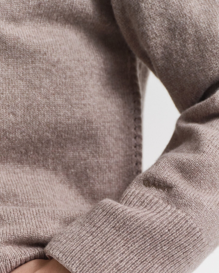 soft wool cashmere blend crew neck sweater - taupe beige