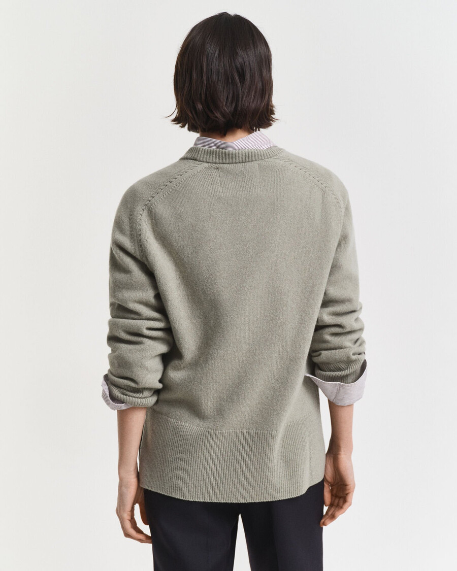soft wool cashmere blend crew neck sweater - faded sage