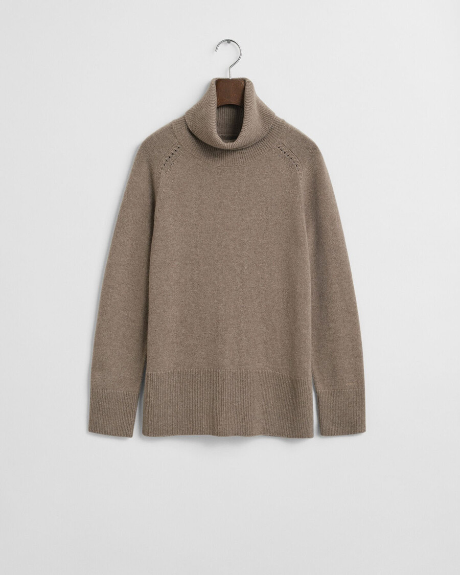 soft wool cashmere blend turtleneck sweater - taupe beige