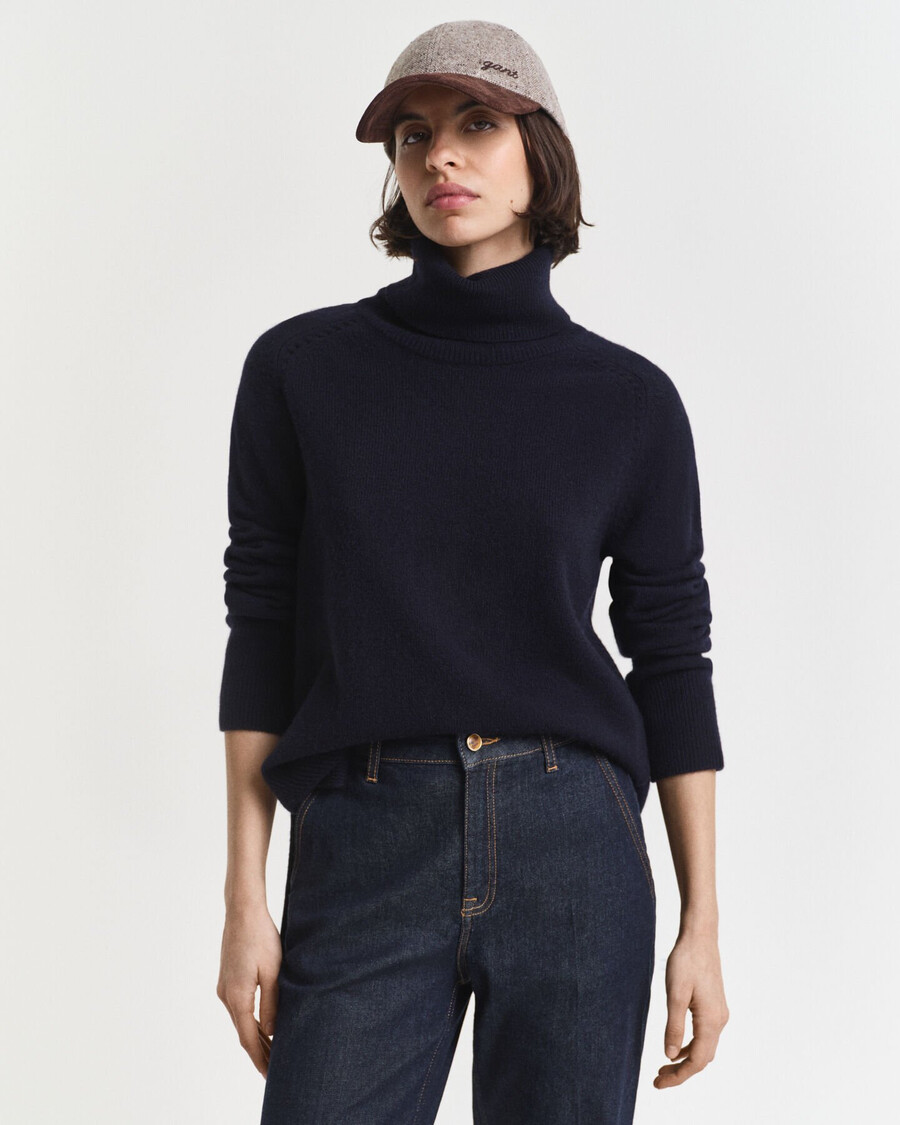 soft wool cashmere blend turtleneck sweater - evening blue