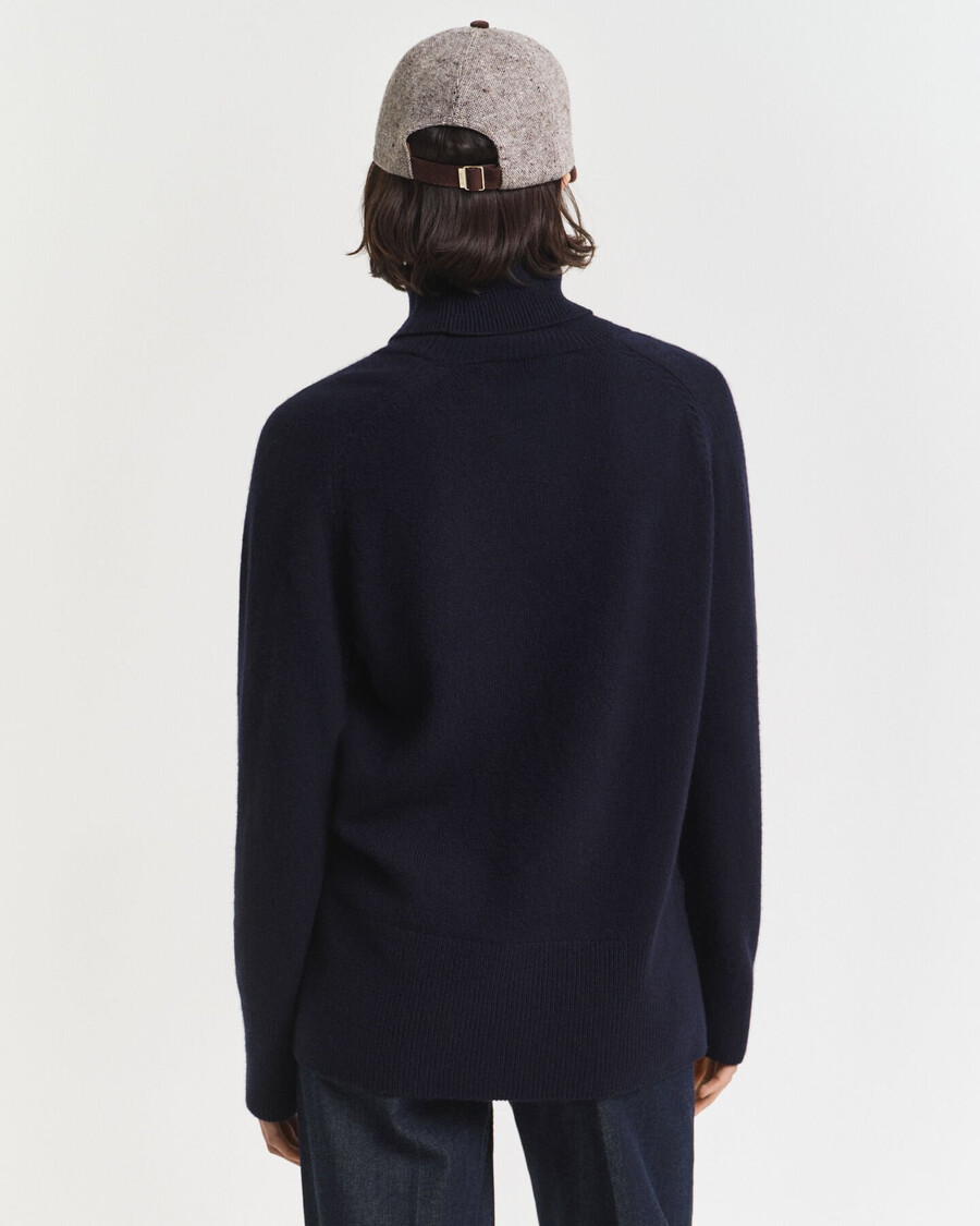 soft wool cashmere blend turtleneck sweater - evening blue