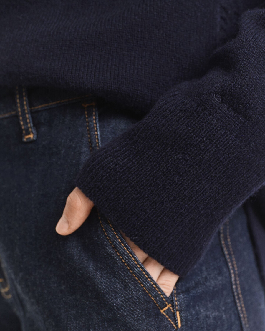 soft wool cashmere blend turtleneck sweater - evening blue
