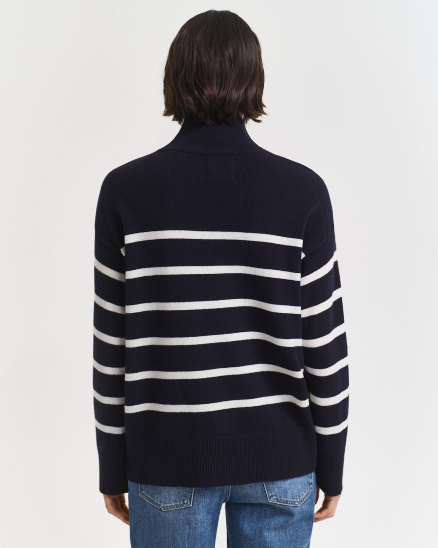 striped superfine lambswool turtleneck sweater - evening blue