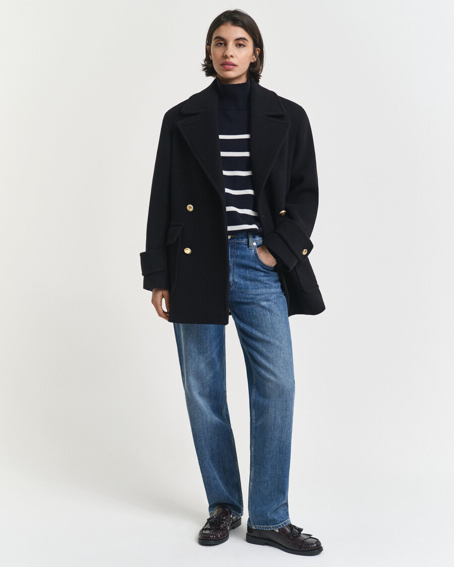 striped superfine lambswool turtleneck sweater - evening blue