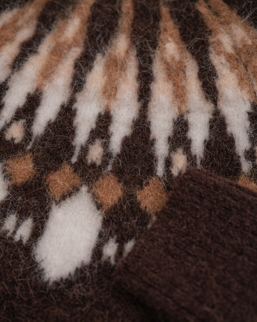 alpaca blend fair isle crew neck sweater - deep brown