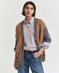varsity vneck cardigan - whiskey brown