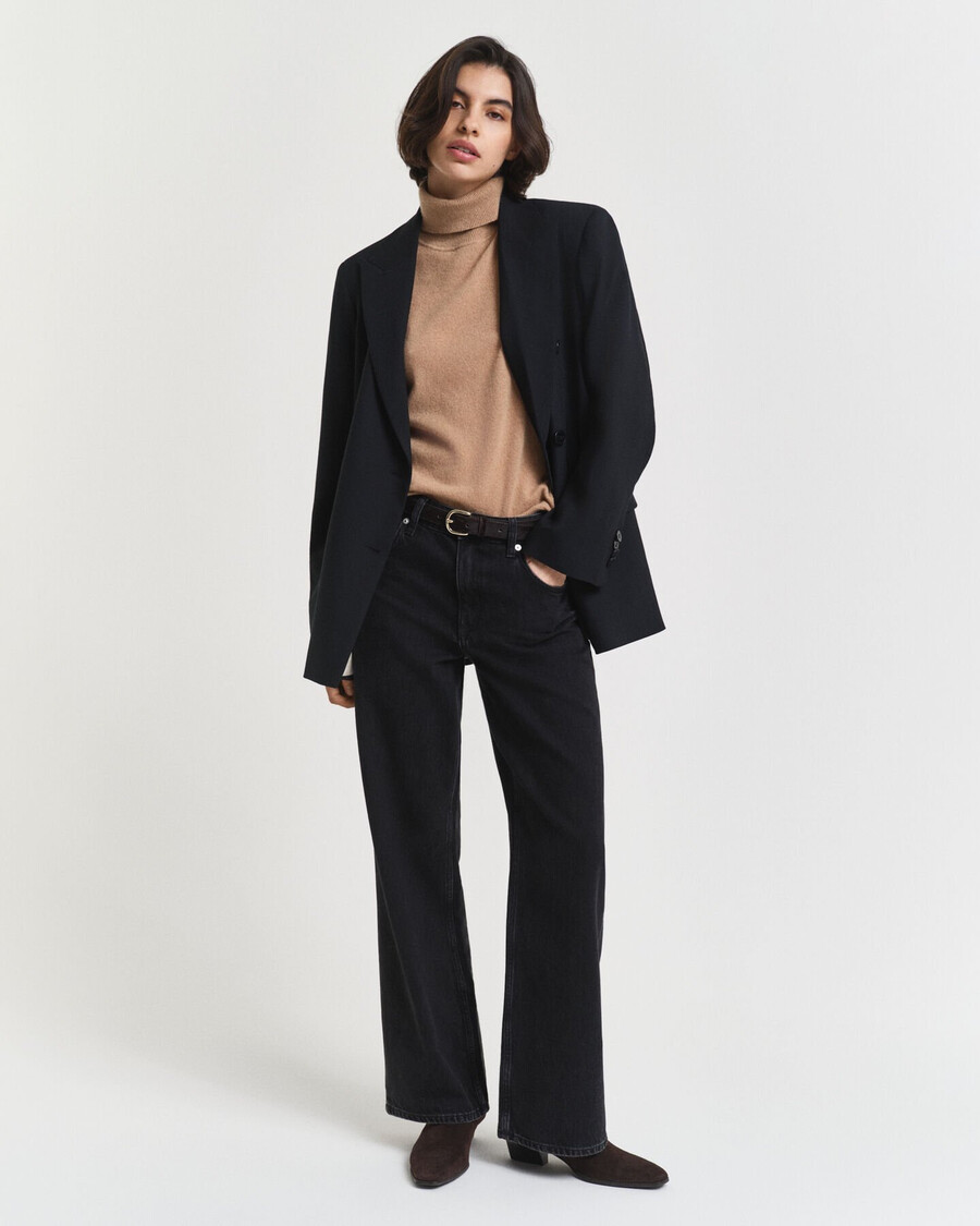 short sleeved cashmere turtleneck sweater - warm khaki