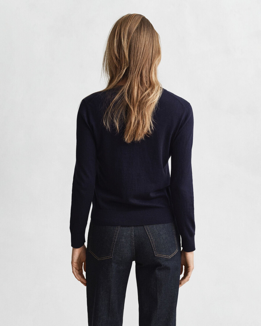 lightweight knit crew neck cardigan - evening blue