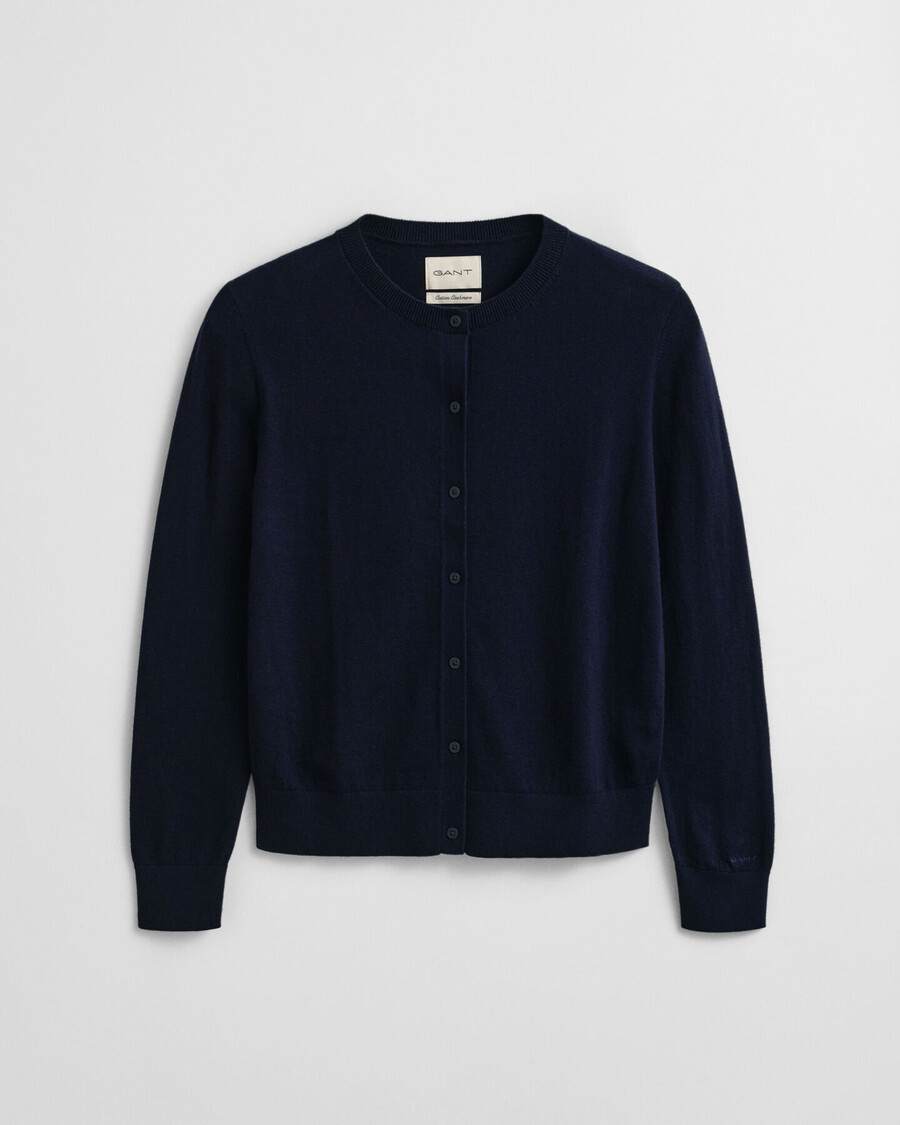 lightweight knit crew neck cardigan - evening blue