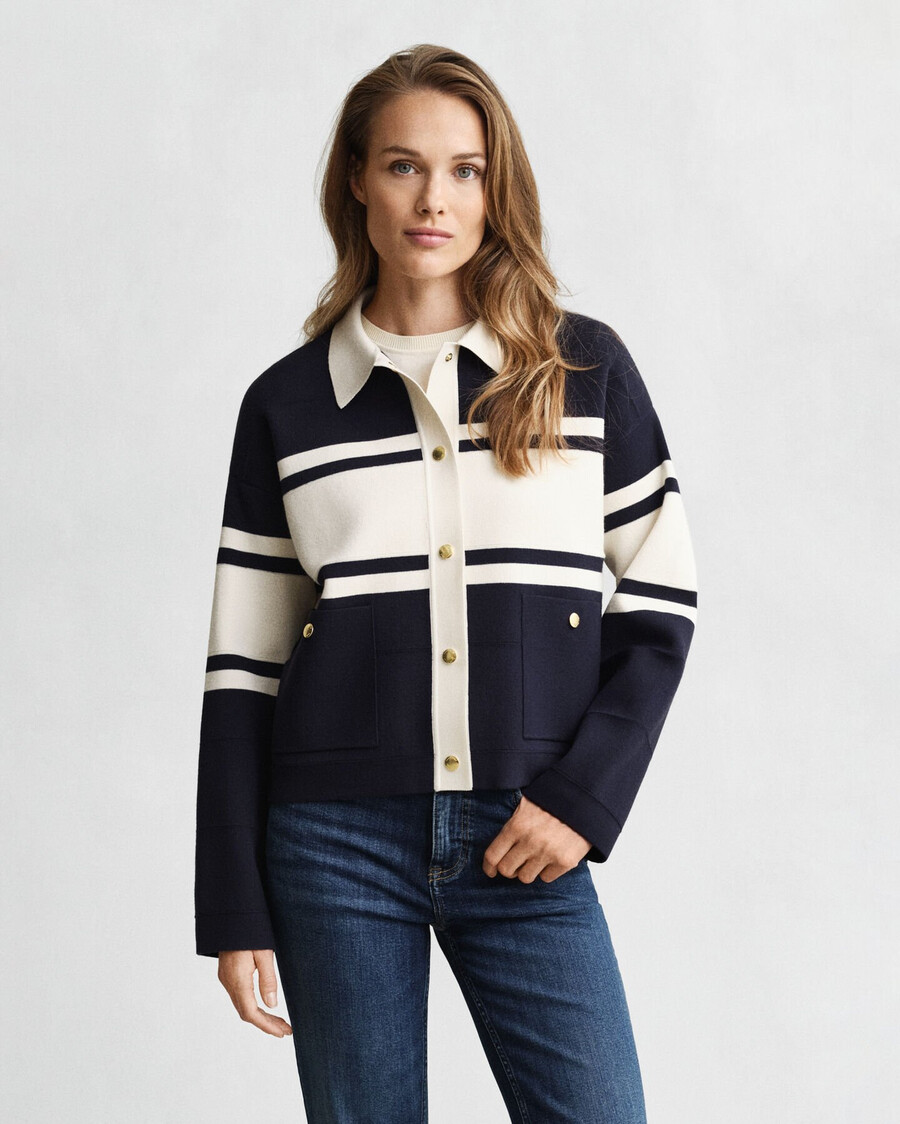 color blocked cardigan - evening blue