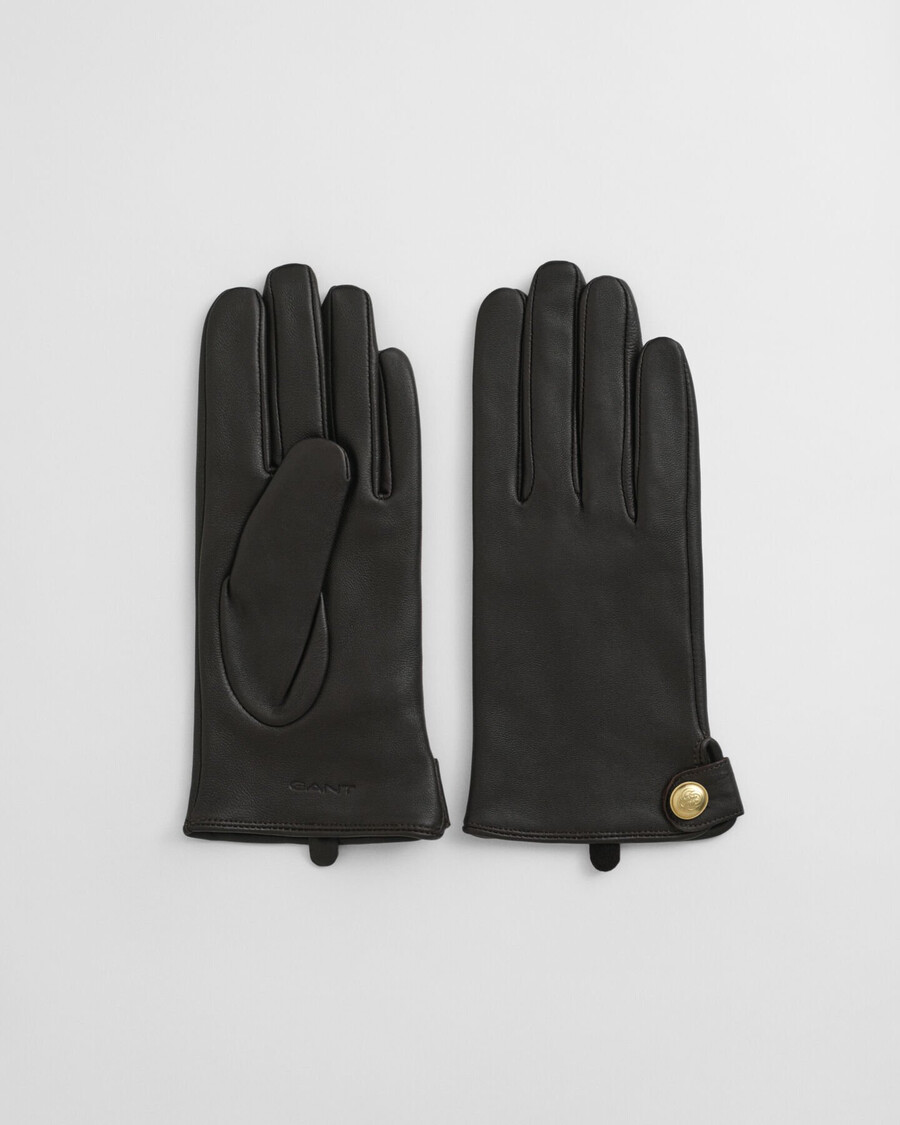 buttoned leather gloves - deep brown
