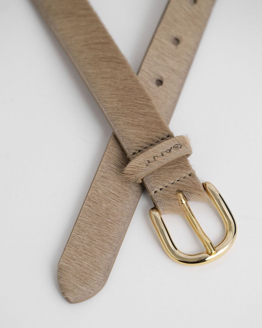 pony hair leather belt - greige