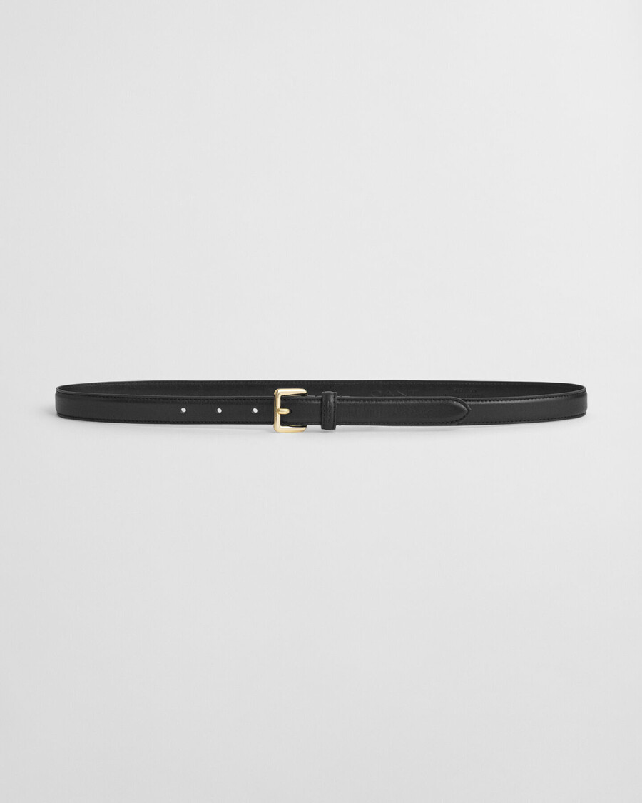 slim leather belt - black