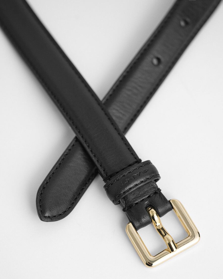 slim leather belt - black