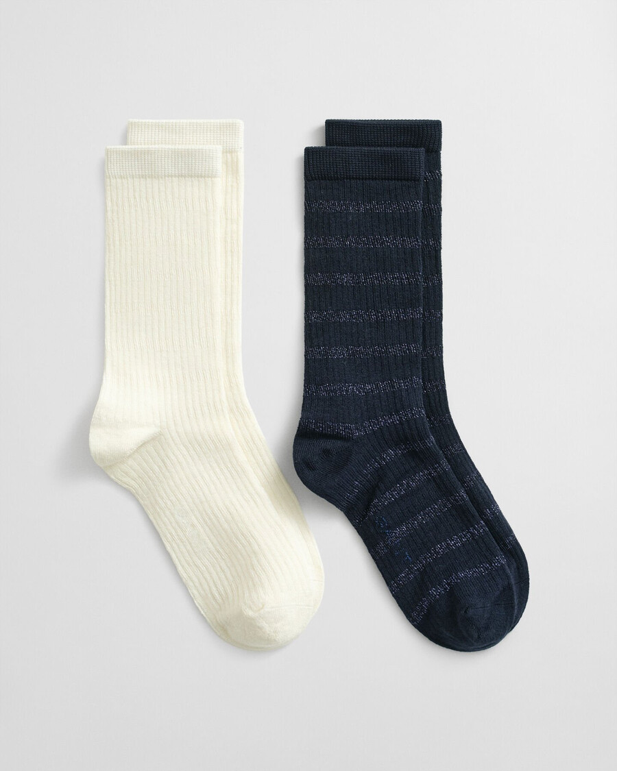 2pack metallic striped socks gift box - evening blue