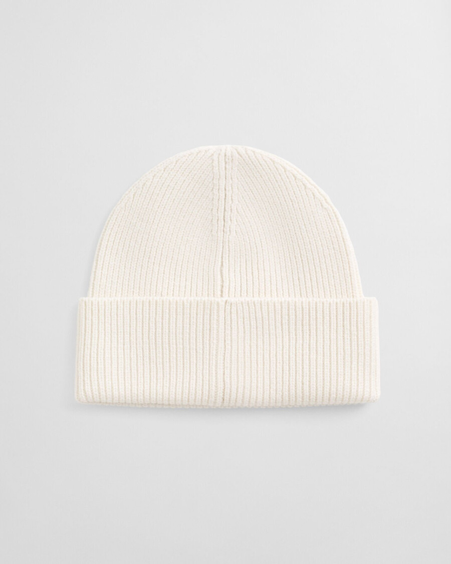 ribbed wool beanie - cream