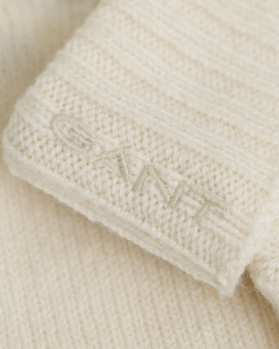 wool cable gloves - cream