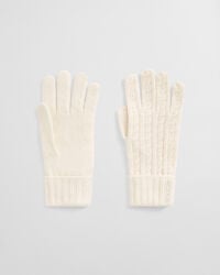 wool cable gloves - cream