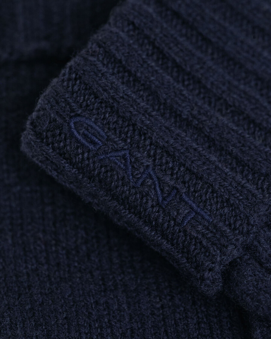 wool cable gloves - evening blue