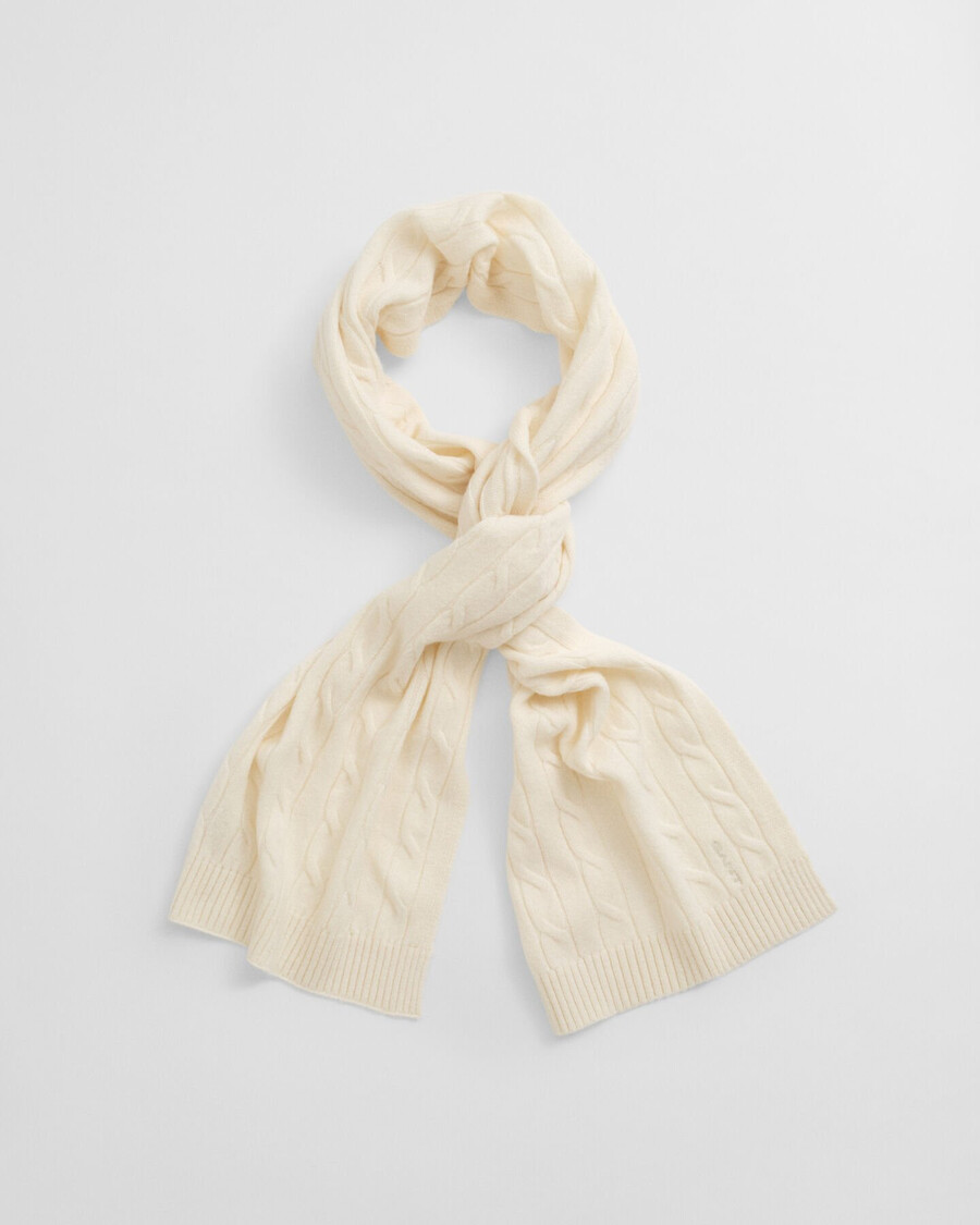 cable knit wool scarf - cream