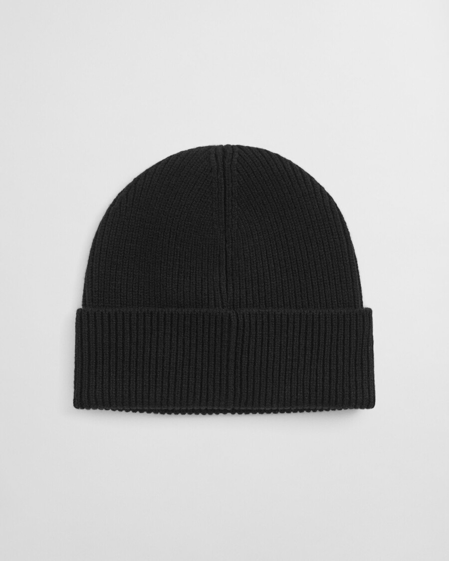 ribbed wool beanie - black