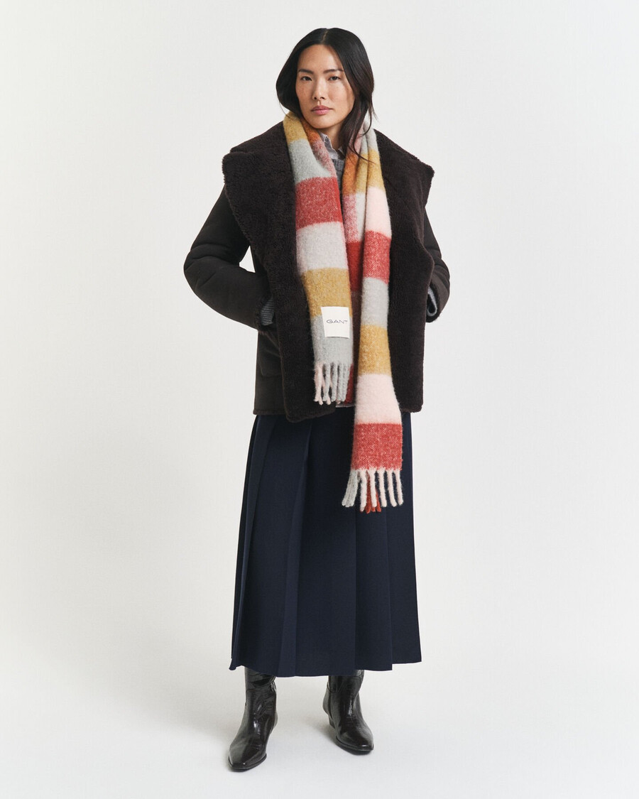 checked alpaca wool blend scarf - multicolor