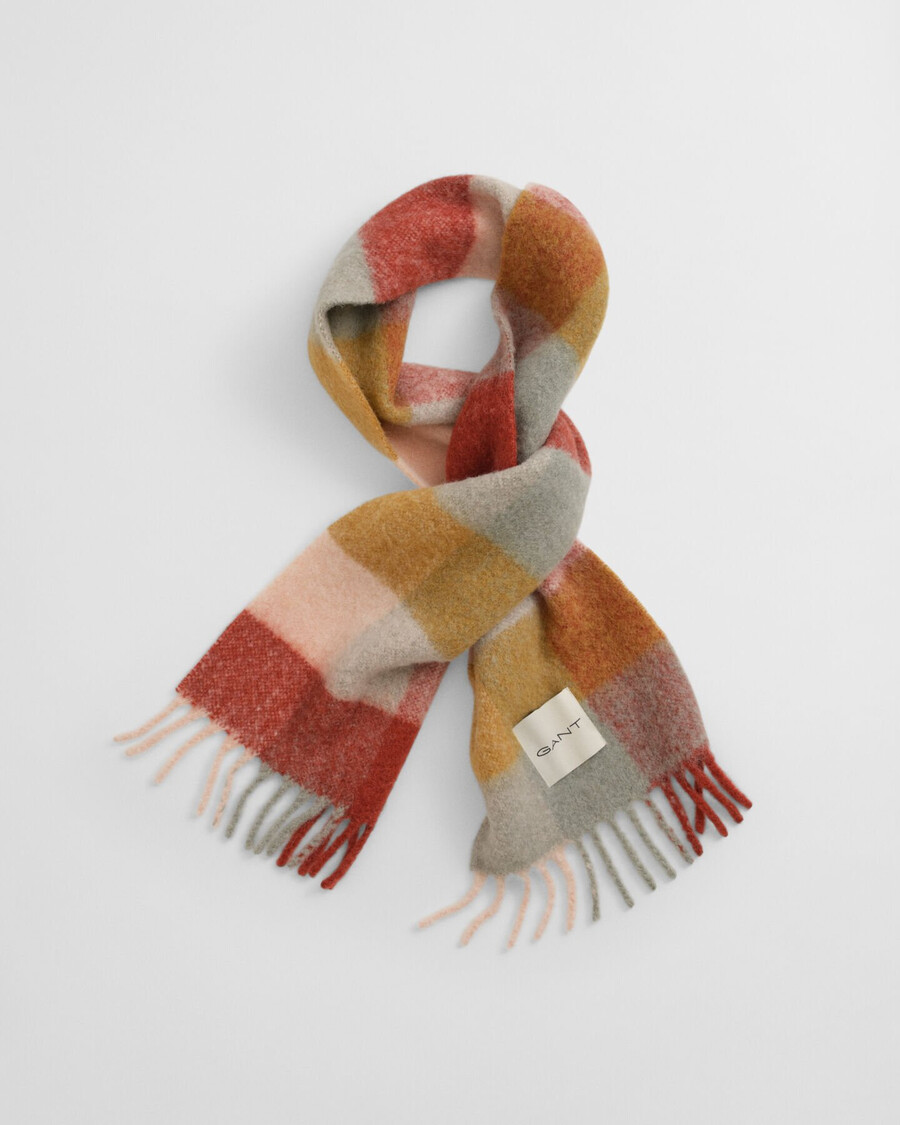 checked alpaca wool blend scarf - multicolor