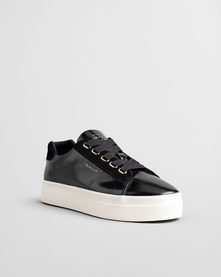 avona naplack leather sneakers - ebony black