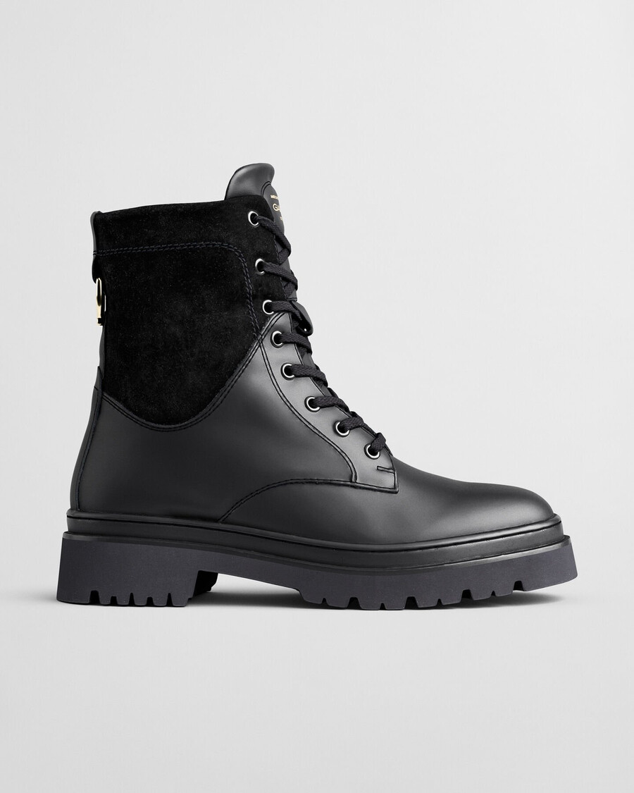aligrey leather lace up boots - black