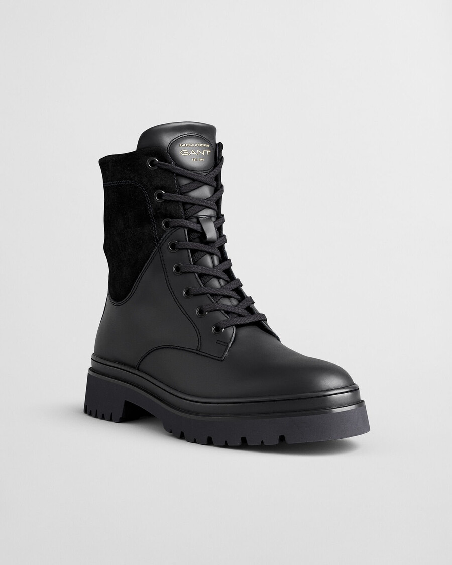 aligrey leather lace up boots - black