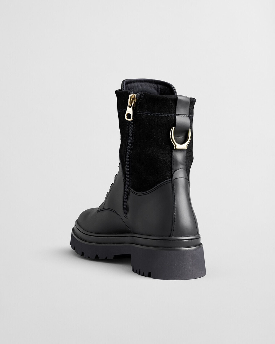 aligrey leather lace up boots - black
