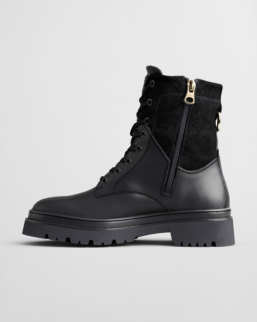 aligrey leather lace up boots - black