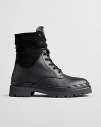 aligrey leather lace up boots - black
