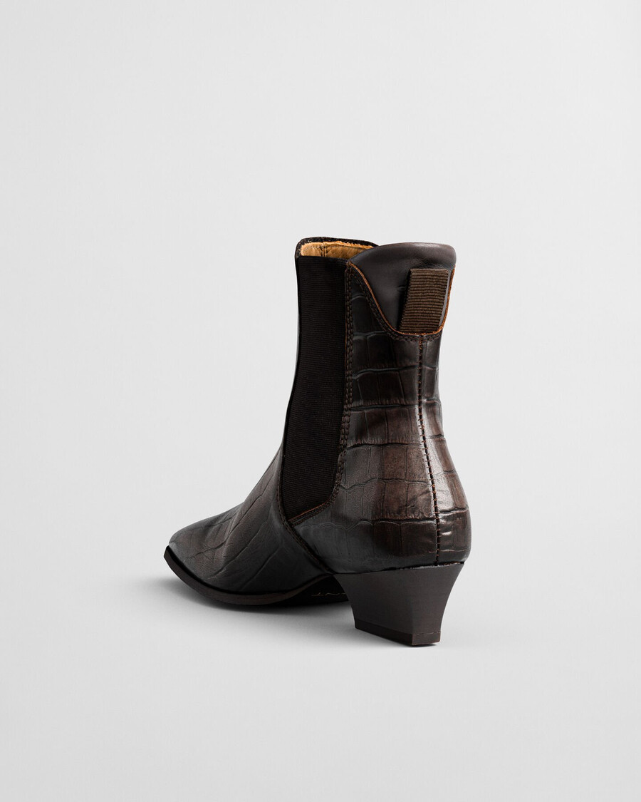 bassotte croceffect leather boots - deep brown