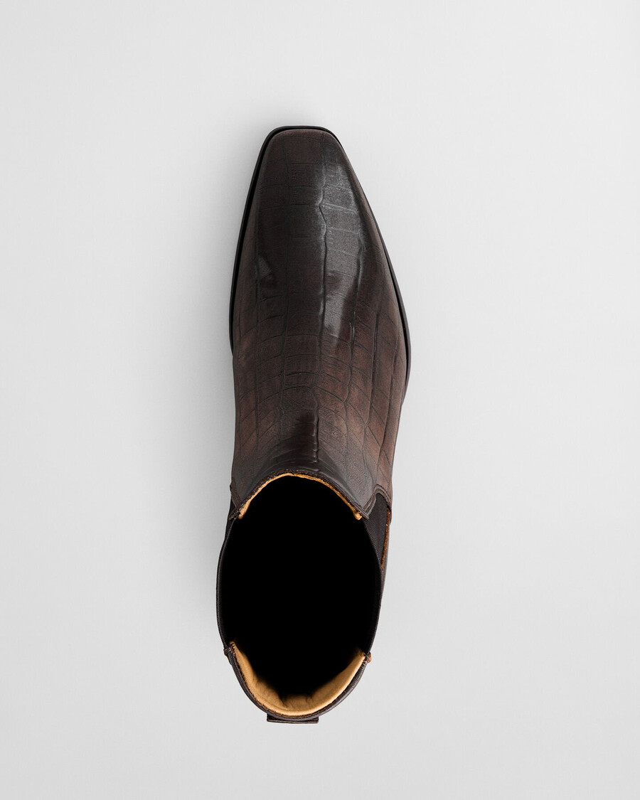 bassotte croceffect leather boots - deep brown