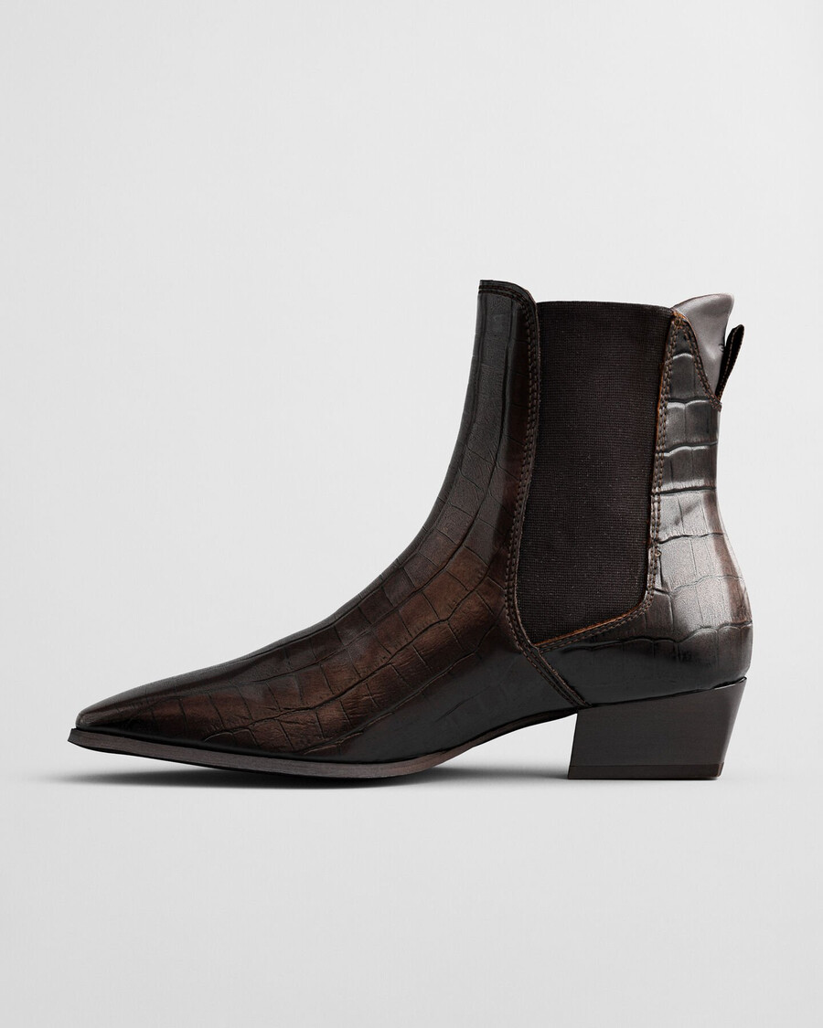 bassotte croceffect leather boots - deep brown