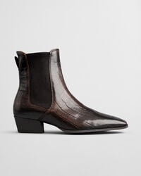 bassotte croceffect leather boots - deep brown